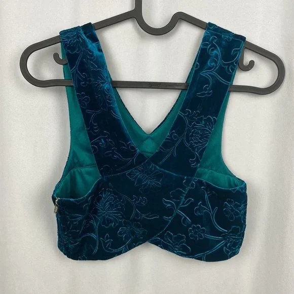 Anthropologie Blue Velvet Crop Top - Picture 4 of 8